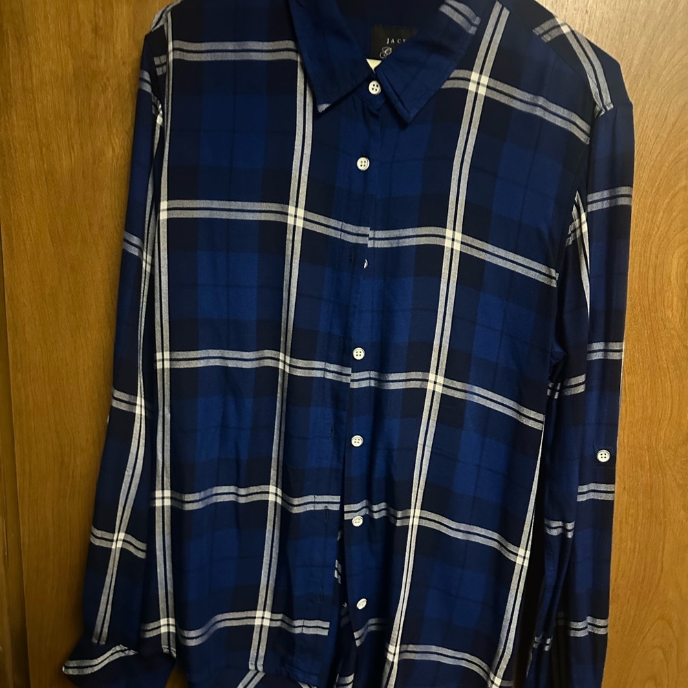 New..Jack by BB Dakota Blue Plaid Button-Up Shirt, Buttons Down Back As Well